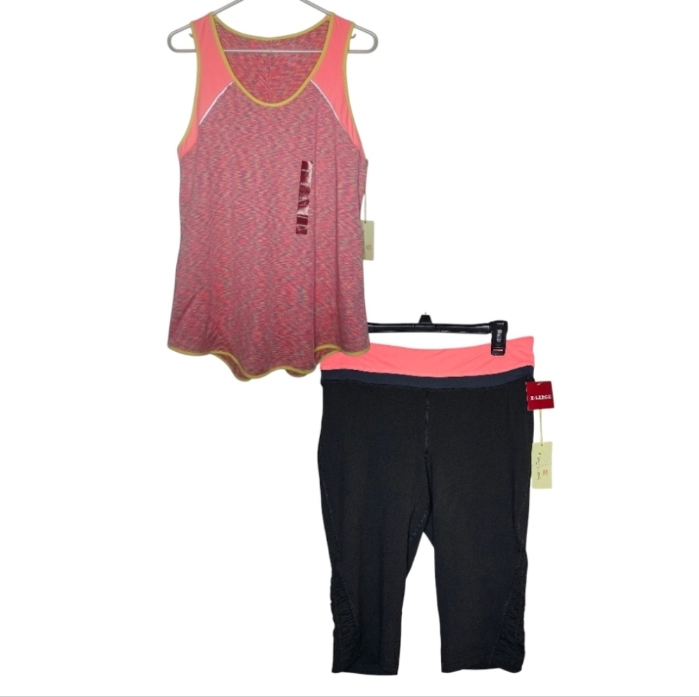 Tangerine Athletic Tank Top and Capri Set Sz xl